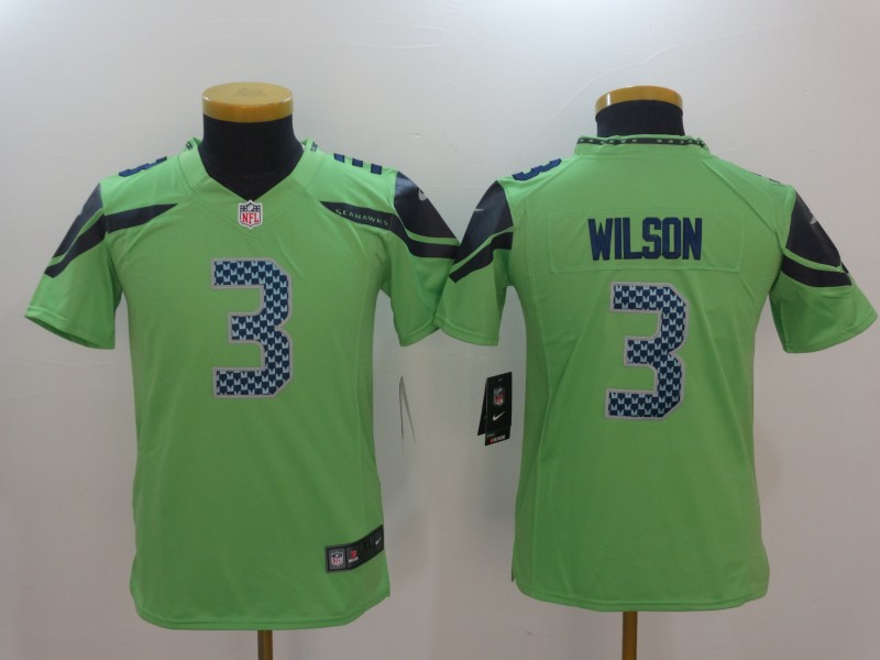 Youth Seattle Seahawks #3 Russell Wilson Green Vapor Untouchable L Limited Stitched NFL Jersey